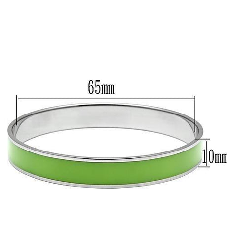 High polished (no plating) Stainless Steel Bangle with Epoxy  in Emerald