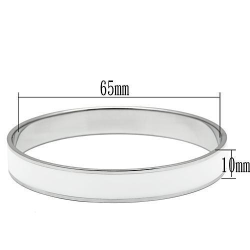 High polished (no plating) Stainless Steel Bangle with Epoxy  in White