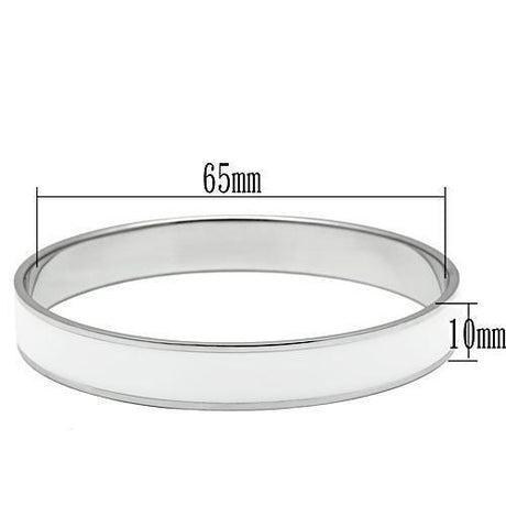 High polished (no plating) Stainless Steel Bangle with Epoxy  in White