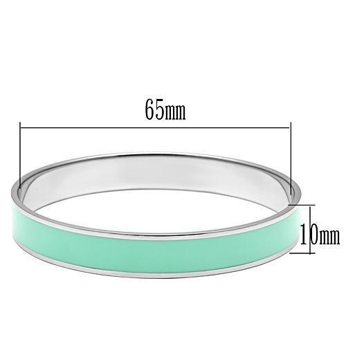 High polished (no plating) Stainless Steel Bangle with Epoxy  in Aquamarine