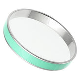 High polished (no plating) Stainless Steel Bangle with Epoxy  in Aquamarine