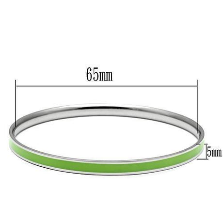 High polished (no plating) Stainless Steel Bangle with Epoxy  in Emerald