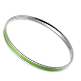High polished (no plating) Stainless Steel Bangle with Epoxy  in Emerald