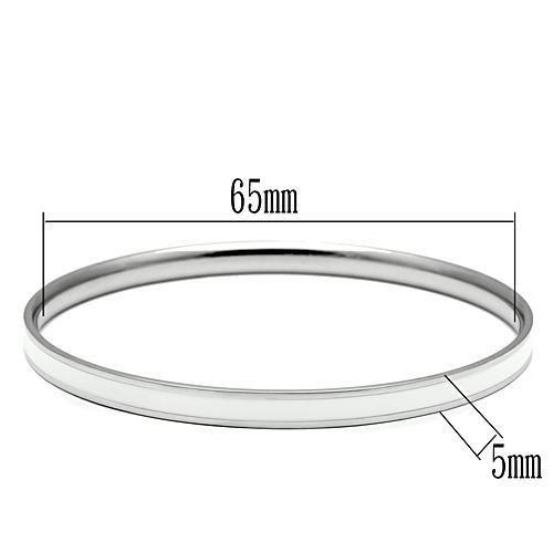 High polished (no plating) Stainless Steel Bangle with Epoxy  in White