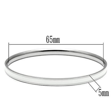 High polished (no plating) Stainless Steel Bangle with Epoxy  in White