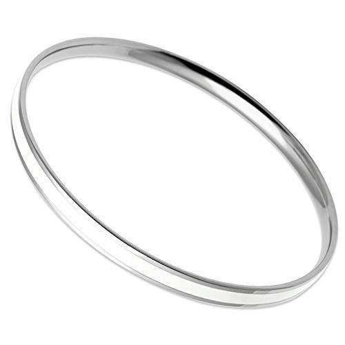 High polished (no plating) Stainless Steel Bangle with Epoxy  in White