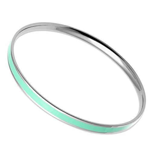 High polished (no plating) Stainless Steel Bangle with Epoxy  in Aquamarine