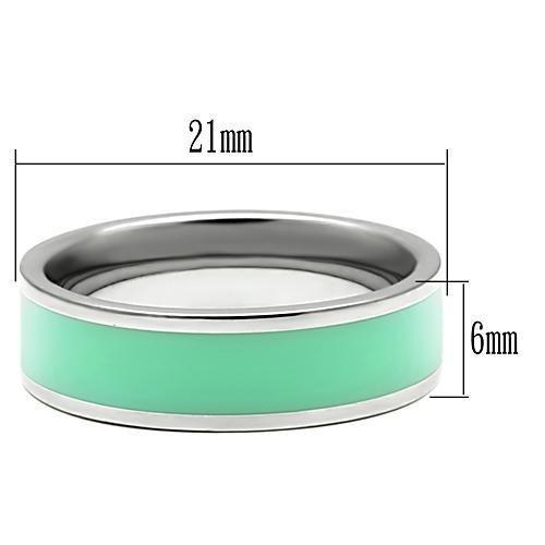 High polished (no plating) Stainless Steel Ring with Epoxy  in Aquamarine