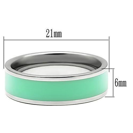 High polished (no plating) Stainless Steel Ring with Epoxy  in Aquamarine