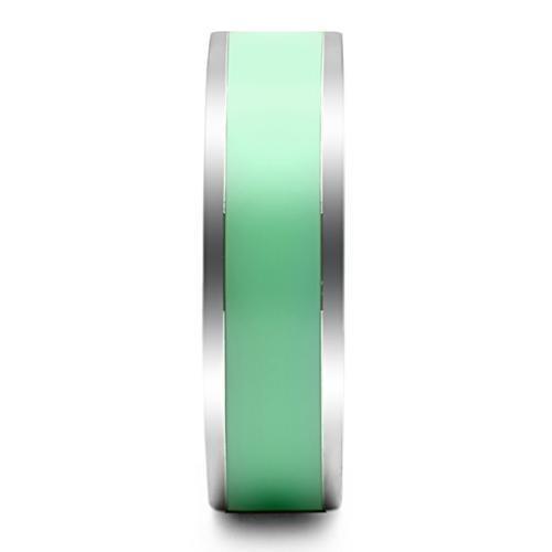 High polished (no plating) Stainless Steel Ring with Epoxy  in Aquamarine