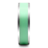 High polished (no plating) Stainless Steel Ring with Epoxy  in Aquamarine