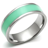 High polished (no plating) Stainless Steel Ring with Epoxy  in Aquamarine
