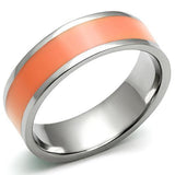 High polished (no plating) Stainless Steel Ring with Epoxy  in Orange
