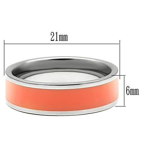 High polished (no plating) Stainless Steel Ring with Epoxy  in Orange