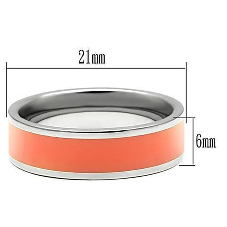 High polished (no plating) Stainless Steel Ring with Epoxy  in Orange
