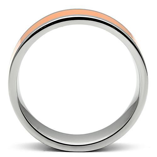 High polished (no plating) Stainless Steel Ring with Epoxy  in Orange