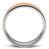 High polished (no plating) Stainless Steel Ring with Epoxy  in Orange
