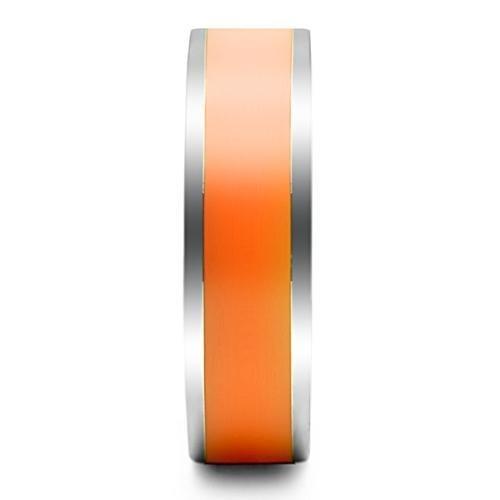 High polished (no plating) Stainless Steel Ring with Epoxy  in Orange