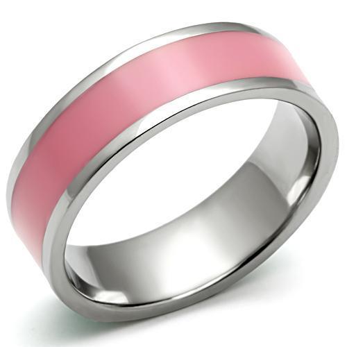 High polished (no plating) Stainless Steel Ring with Epoxy  in Rose