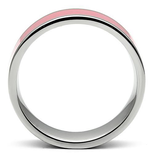 High polished (no plating) Stainless Steel Ring with Epoxy  in Rose