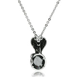 High polished (no plating) Stainless Steel Necklace with Synthetic Acrylic in Jet