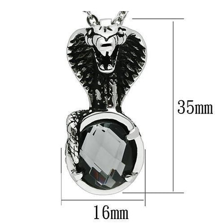 High polished (no plating) Stainless Steel Necklace with Synthetic Acrylic in Jet