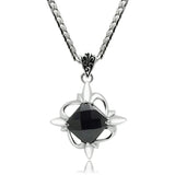 High polished (no plating) Stainless Steel Chain Pendant with Synthetic Onyx in Jet