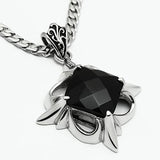 High polished (no plating) Stainless Steel Chain Pendant with Synthetic Onyx in Jet