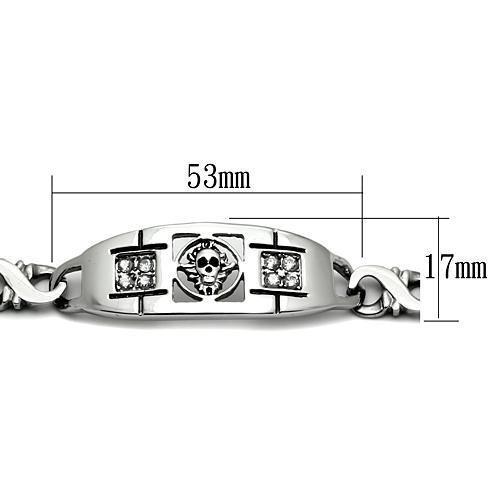 High polished (no plating) Stainless Steel Bracelet with AAA Grade CZ  in Clear