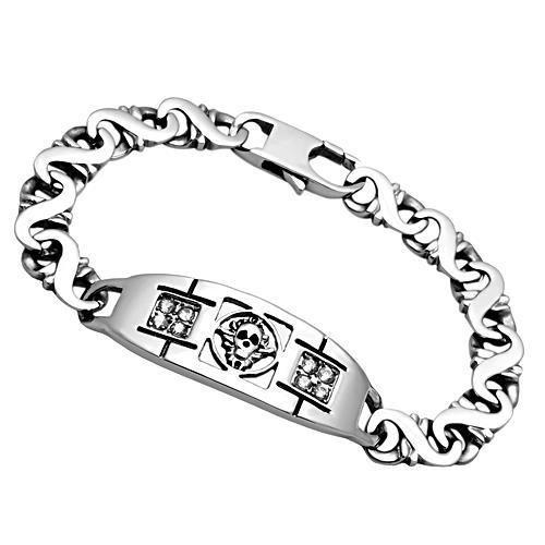 High polished (no plating) Stainless Steel Bracelet with AAA Grade CZ  in Clear