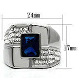 High polished (no plating) Stainless Steel Ring with Synthetic Synthetic Glass in Montana