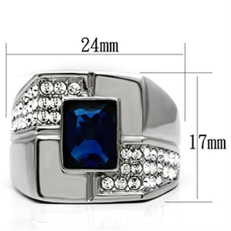 High polished (no plating) Stainless Steel Ring with Synthetic Synthetic Glass in Montana