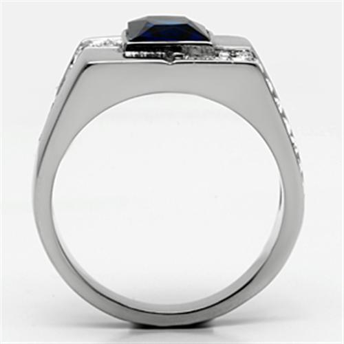 High polished (no plating) Stainless Steel Ring with Synthetic Synthetic Glass in Montana