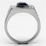 High polished (no plating) Stainless Steel Ring with Synthetic Synthetic Glass in Montana