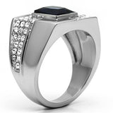 High polished (no plating) Stainless Steel Ring with Synthetic Synthetic Glass in Montana