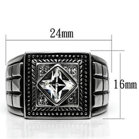 High polished (no plating) Stainless Steel Ring with Top Grade Crystal  in Clear