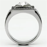 High polished (no plating) Stainless Steel Ring with Top Grade Crystal  in Clear