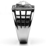 High polished (no plating) Stainless Steel Ring with Top Grade Crystal  in Clear