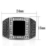 High polished (no plating) Stainless Steel Ring with Synthetic Synthetic Stone in Jet