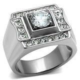 High polished (no plating) Stainless Steel Ring with AAA Grade CZ  in Clear
