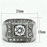 High polished (no plating) Stainless Steel Ring with AAA Grade CZ  in Clear