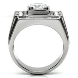 High polished (no plating) Stainless Steel Ring with AAA Grade CZ  in Clear