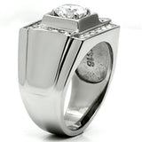 High polished (no plating) Stainless Steel Ring with AAA Grade CZ  in Clear