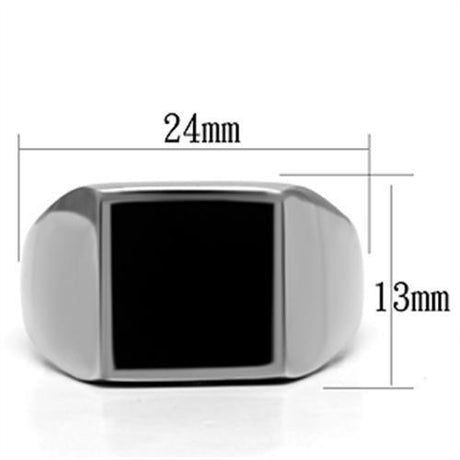 High polished (no plating) Stainless Steel Ring with Epoxy  in Jet