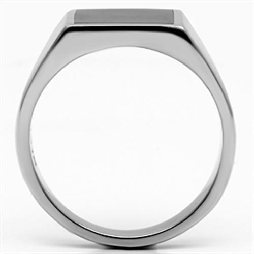 High polished (no plating) Stainless Steel Ring with Epoxy  in Jet