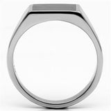 High polished (no plating) Stainless Steel Ring with Epoxy  in Jet