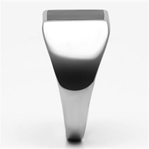 High polished (no plating) Stainless Steel Ring with Epoxy  in Jet