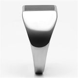 High polished (no plating) Stainless Steel Ring with Epoxy  in Jet