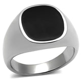 High polished (no plating) Stainless Steel Ring with Epoxy  in Jet