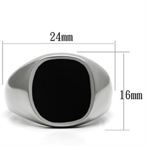 High polished (no plating) Stainless Steel Ring with Epoxy  in Jet